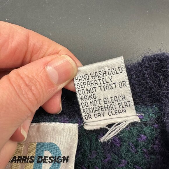 Vintage Cardigan Sweater Paul Harris Design 1980s Button Up Mohair Blend Plaid - Picture 5 of 7